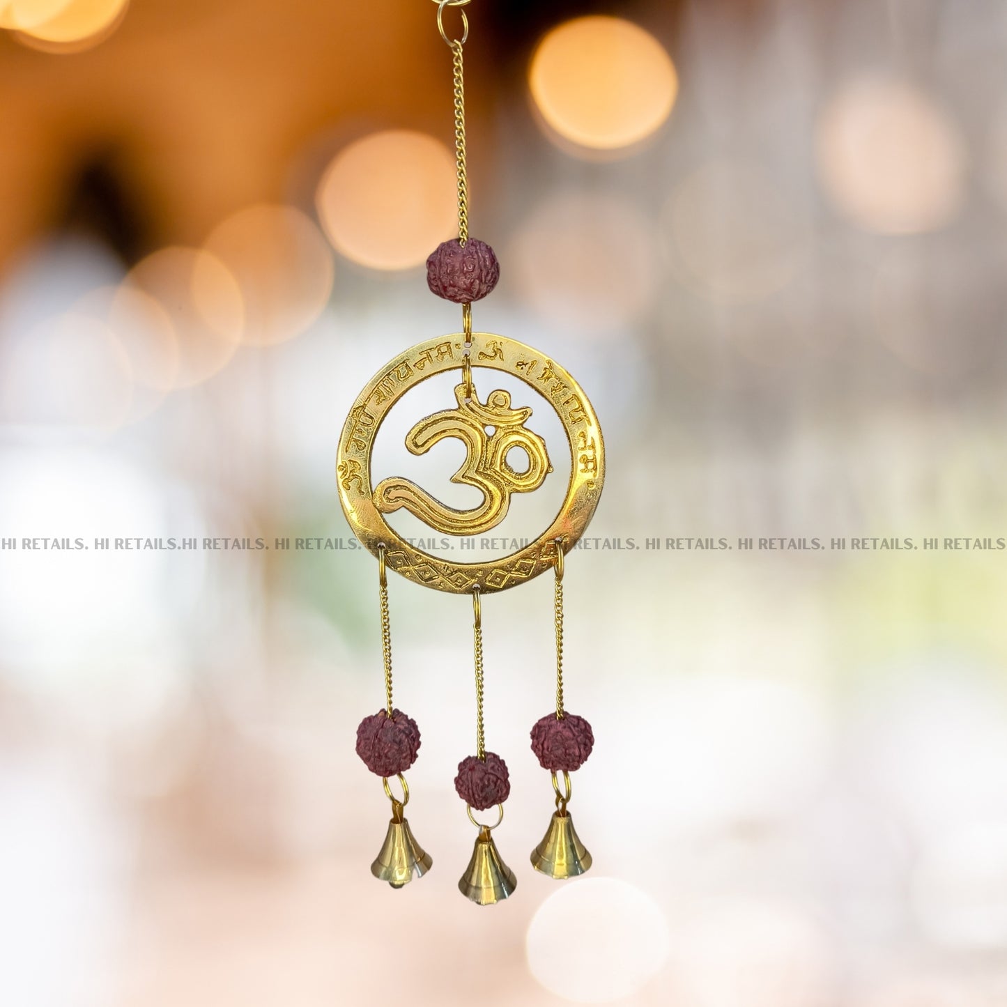 Brass Om Rudraksha Wall Hanging for Door