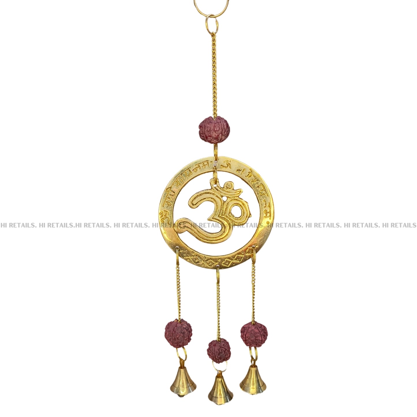 Brass Om Rudraksha Wall Hanging for Door