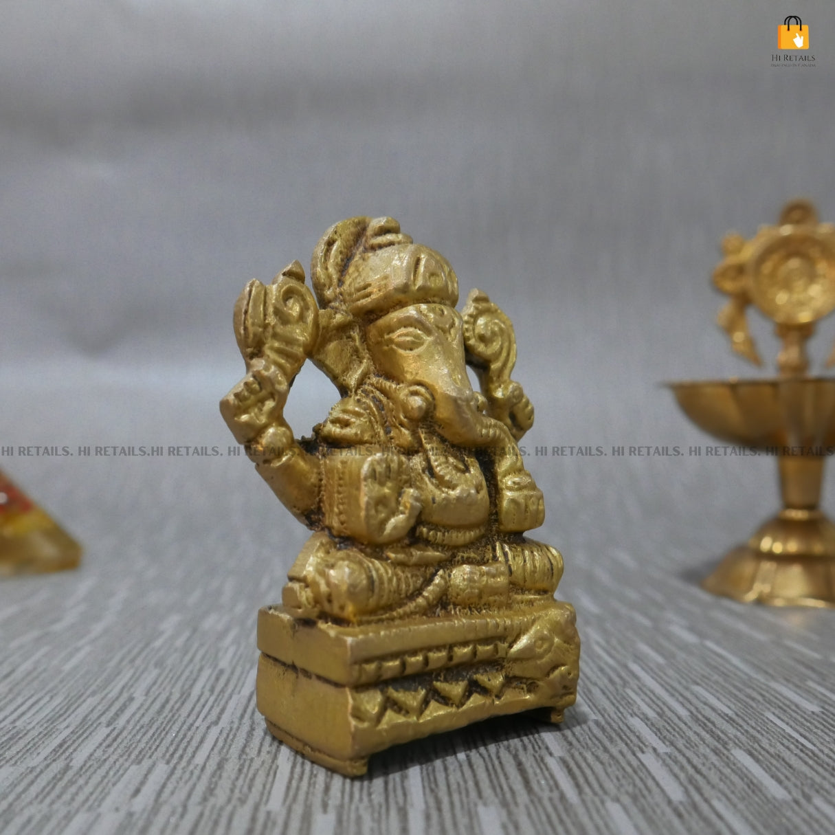 Divine Brass Ganesha Idol - Ganesh Murti for Puja 6 cm