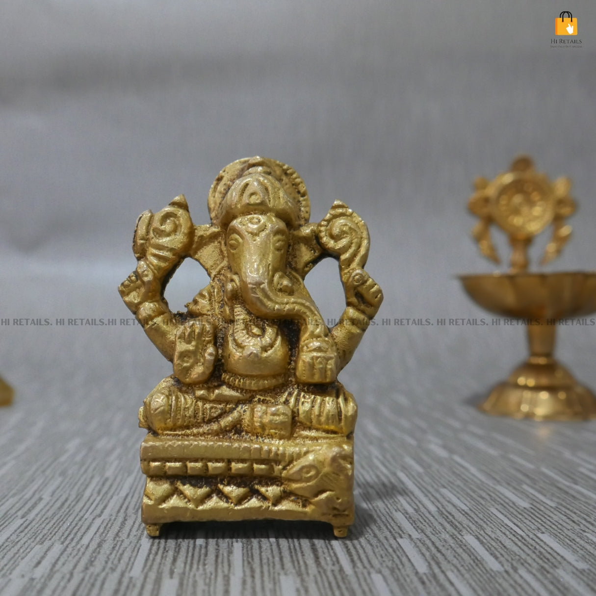 Divine Brass Ganesha Idol - Ganesh Murti for Puja 6 cm